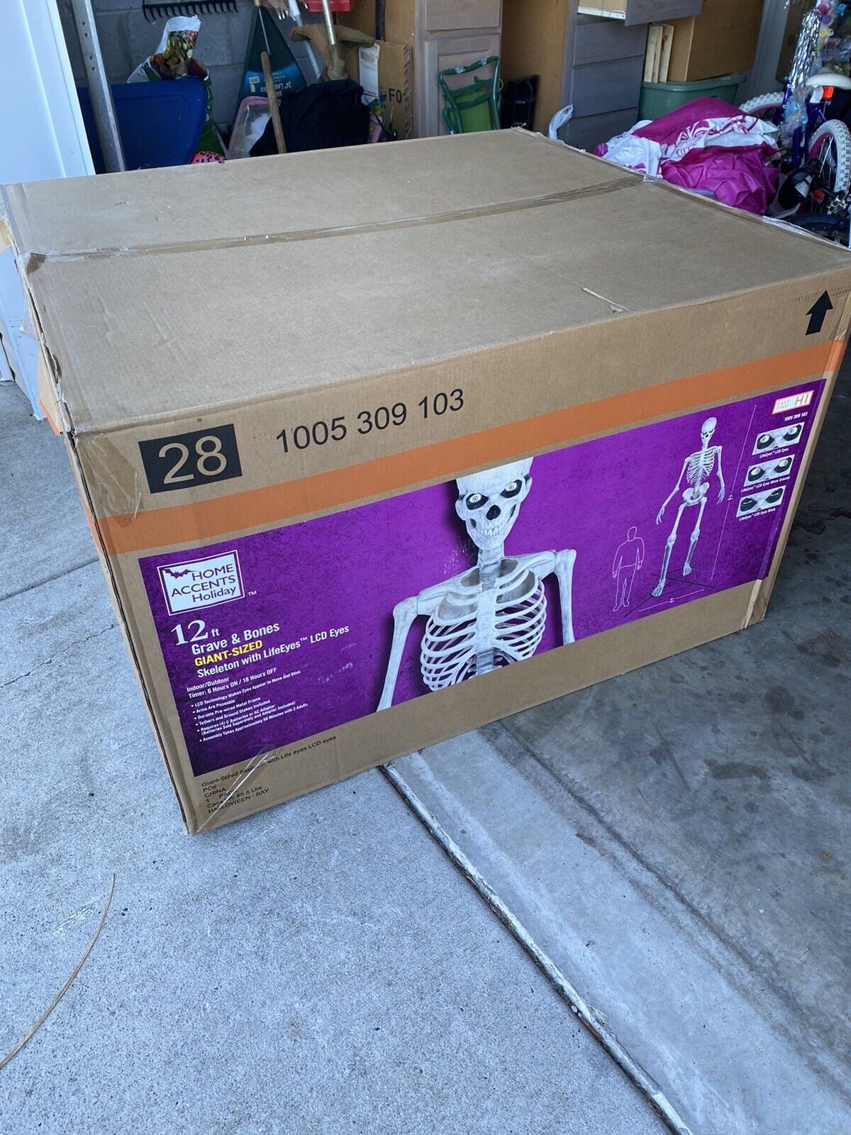 12 FT Foot Giant Skeleton With Animated LCD Eyes Halloween Home Depot