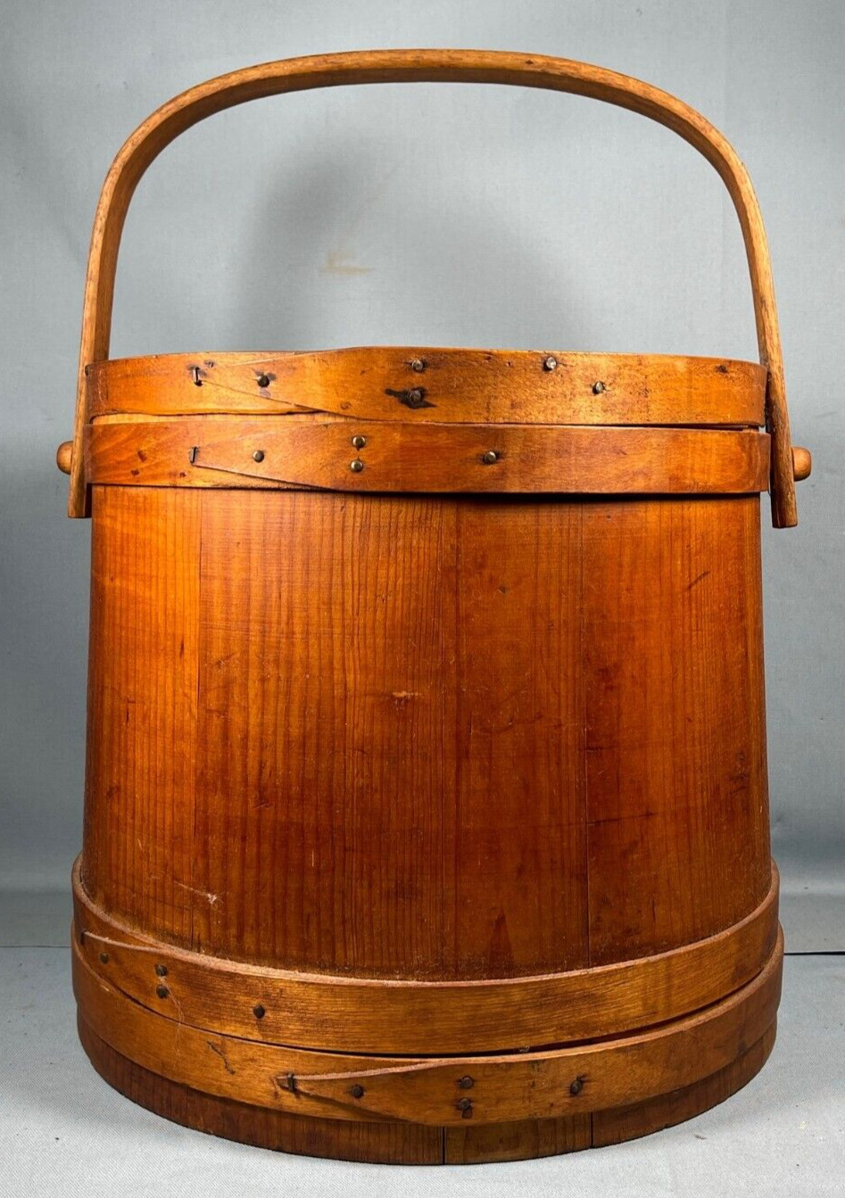 Antique 1434 x 1434 Wooden Extra Large Sugar Bucket Firkin w/Lid and