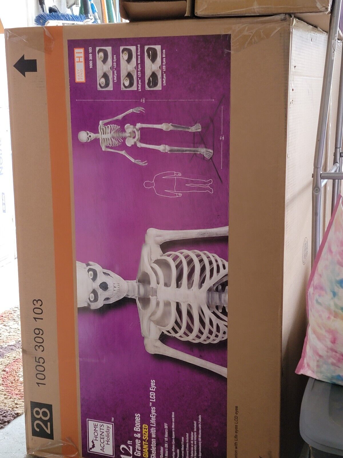 Halloween Home Depot 12 FT. GIANT SIZED SKELETON WITH LIFE EYES LCD