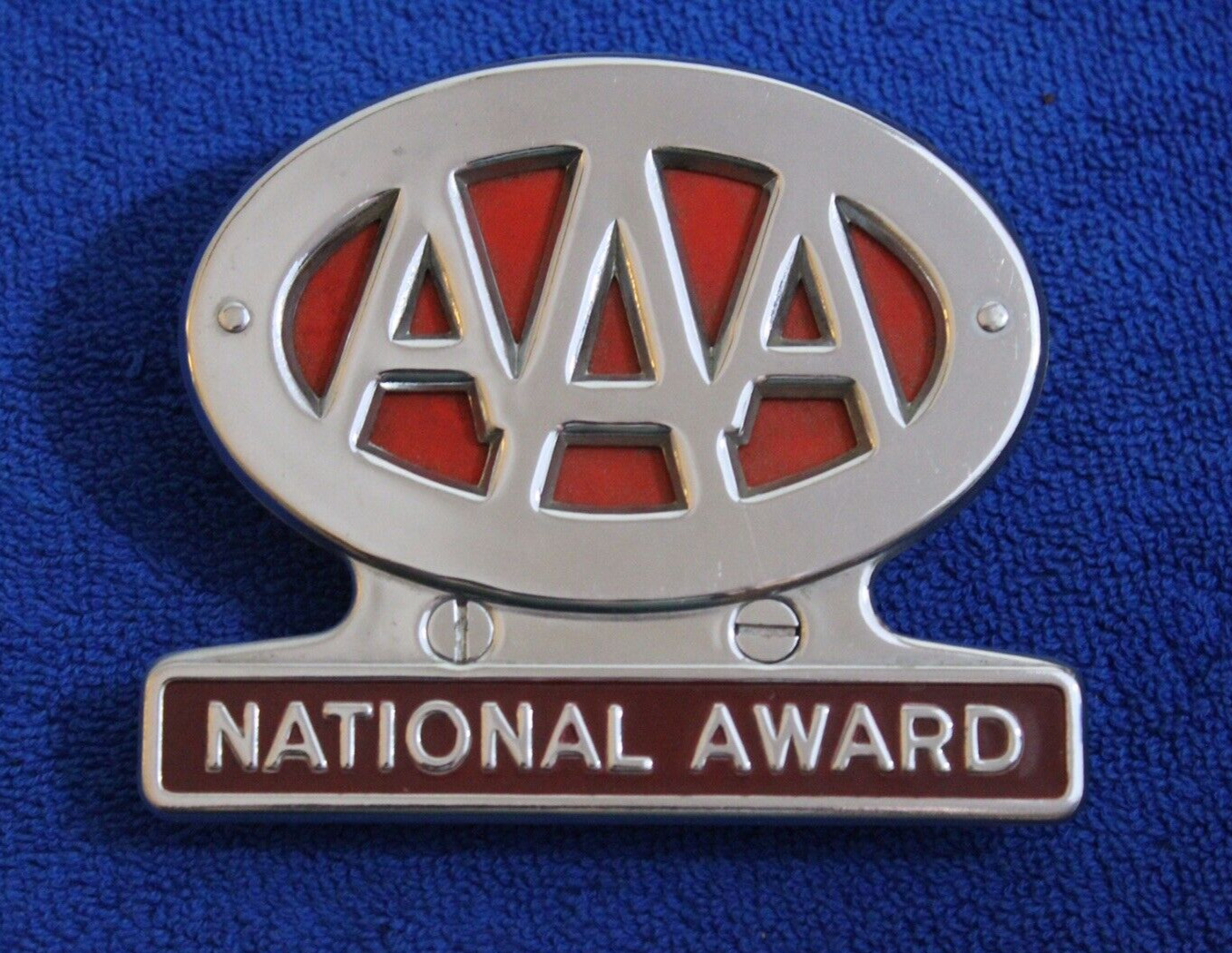 Chrome AAA National Award Emblem License Plate Topper GM Military