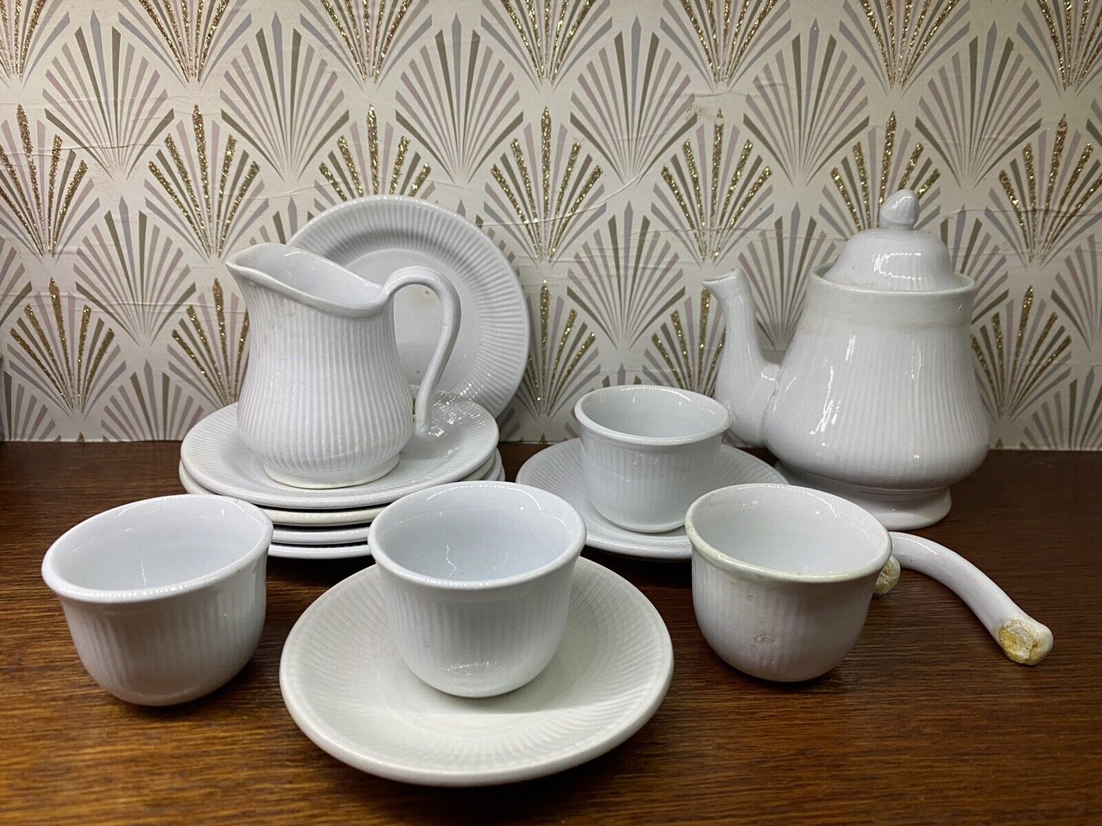 Vintage Antique JG Meakin Ironstone Childrens Ironstone China Tea Set