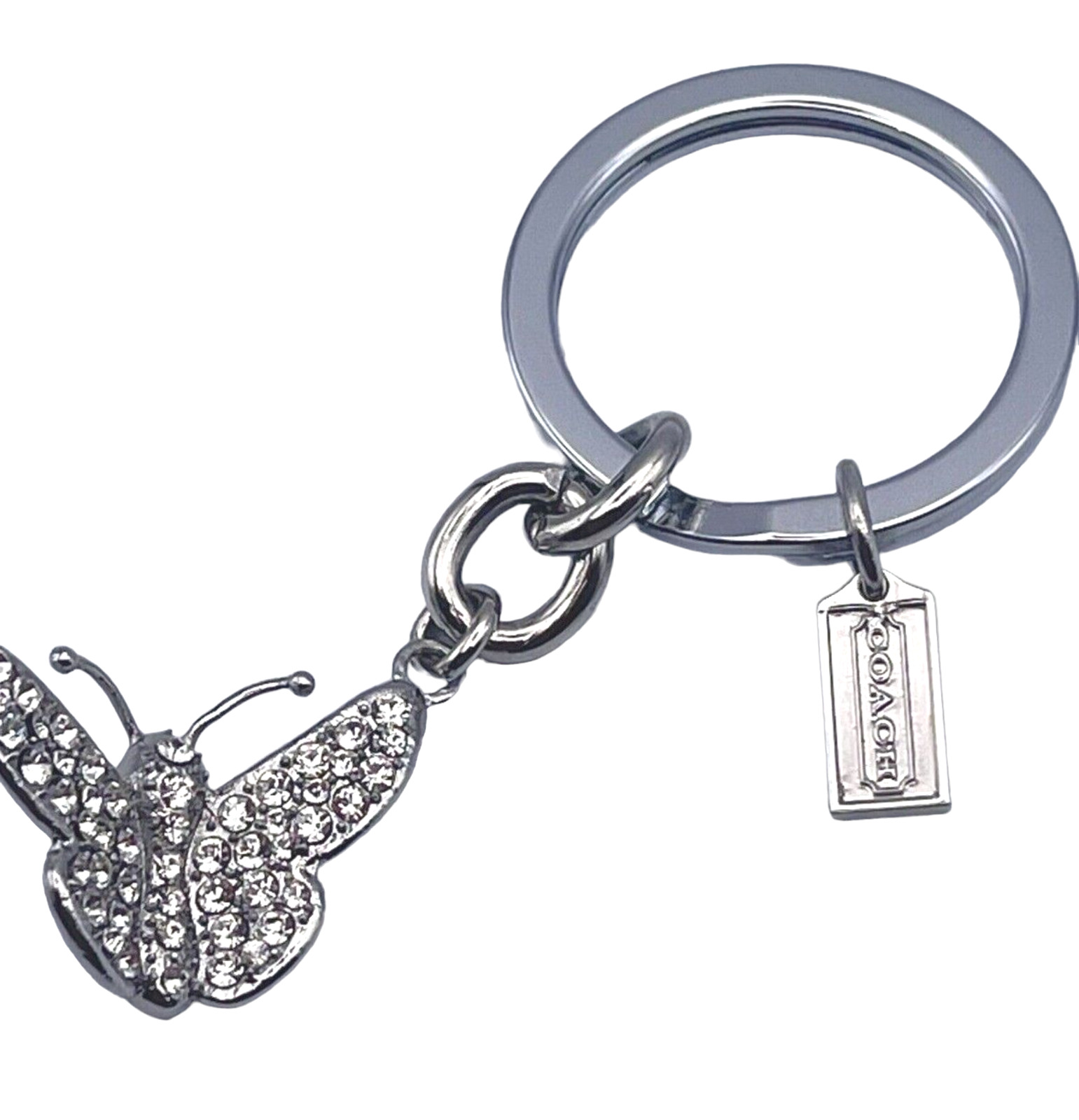 Coach Vintage Pave Swarovski Crystals Butterfly Charm Silver key fob ...