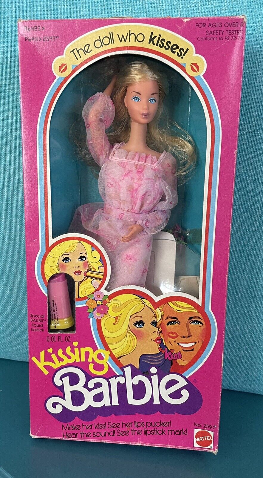 1978 Vintage Kissing Barbie Doll 2597 1978 New In Box w Lipstick NIB ...