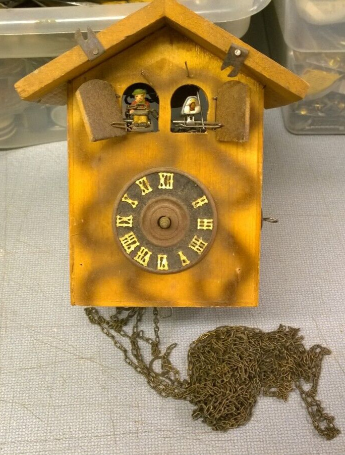 Antique Wooden Die Fledermaus Music Box Cuckoo Clock Watchmaker Repair