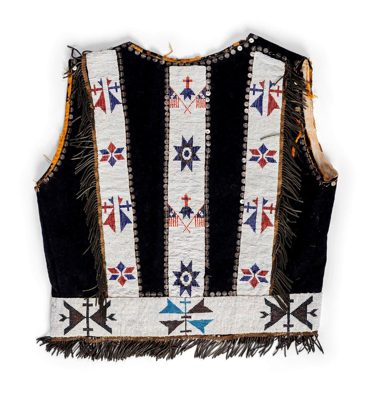 c1920s NATIVE AMERICAN OSAGE INDIAN BEAD DECORATED MENS VEST WITH ...