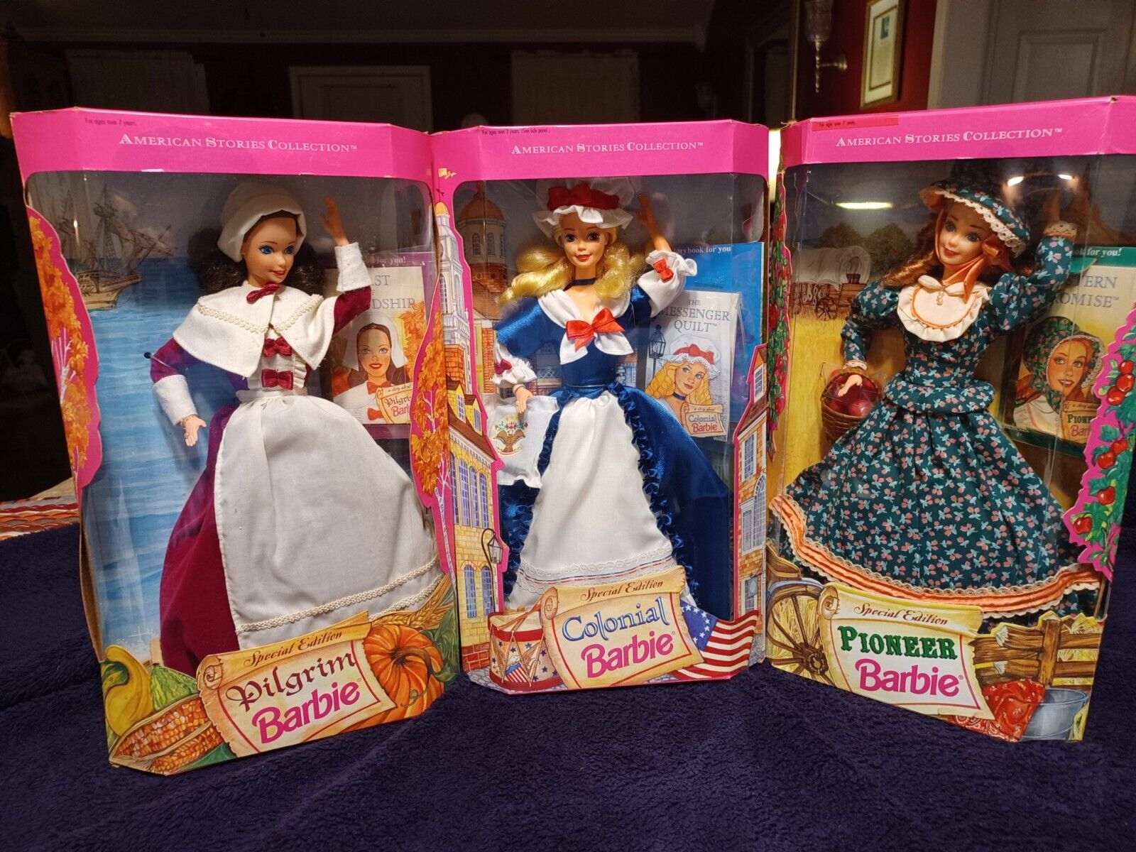 American Stories Collection Colonial Pilgrimand Pioneer Barbies 1994