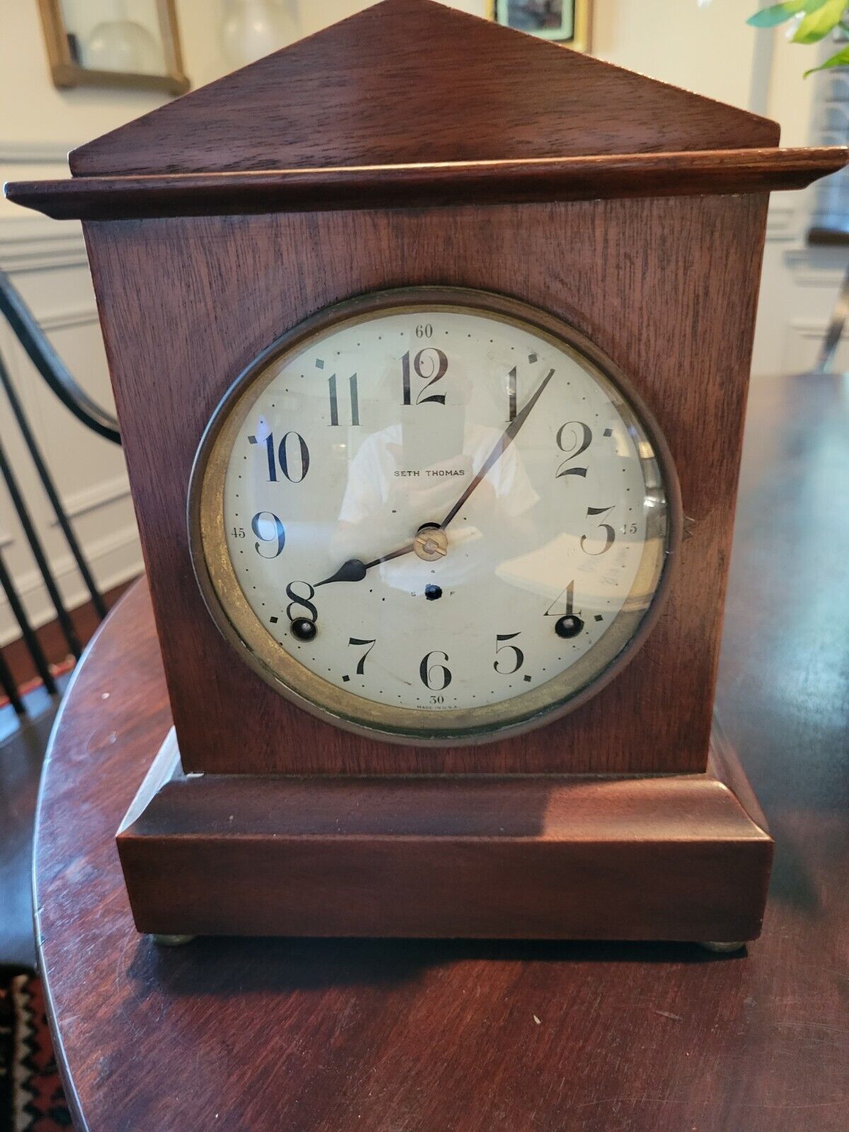 Antique Seth Thomas Mantle Clock Time and Strike Walnut Made In USA