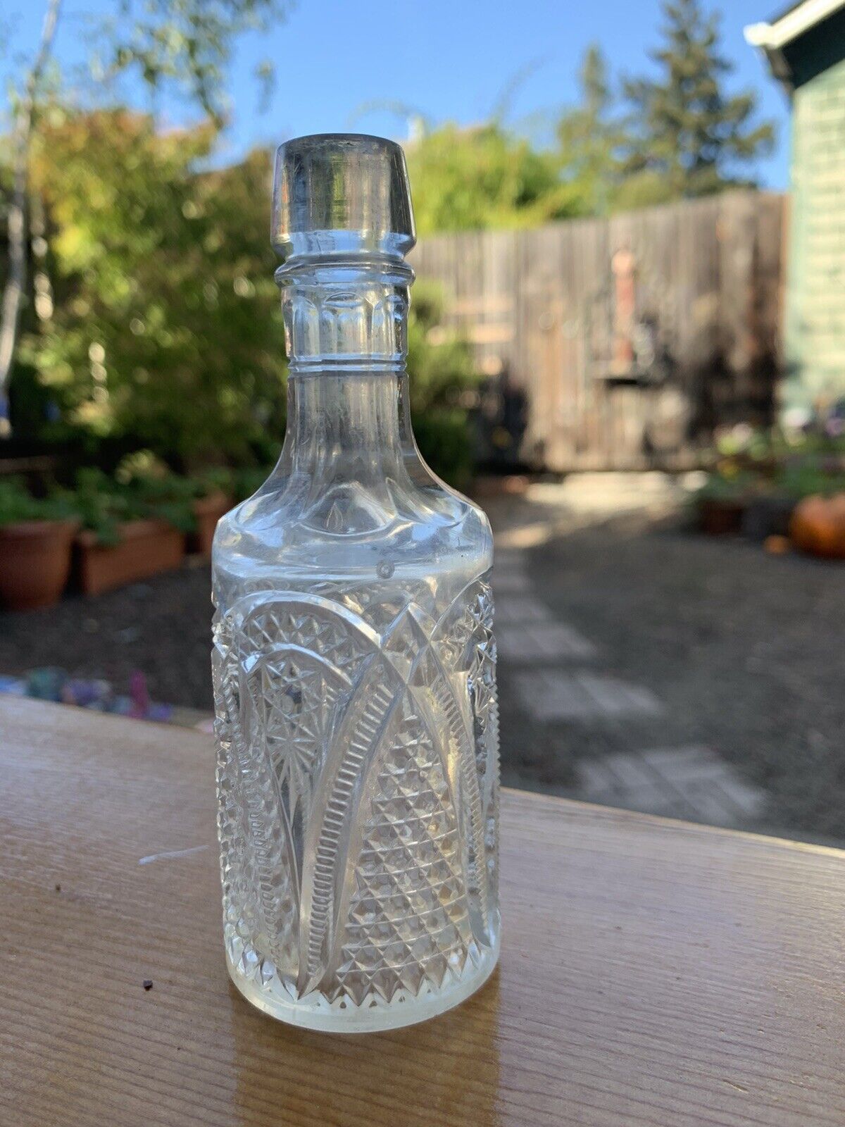 Antique Tooled Top Pontil Base American Cut Glass Miniature WHISKEY BAR