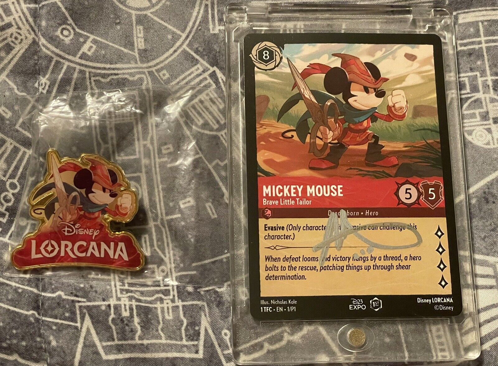 Lorcana D23 Disney Mickey Mouse Exclusive Promo Signed Card and Pin ...