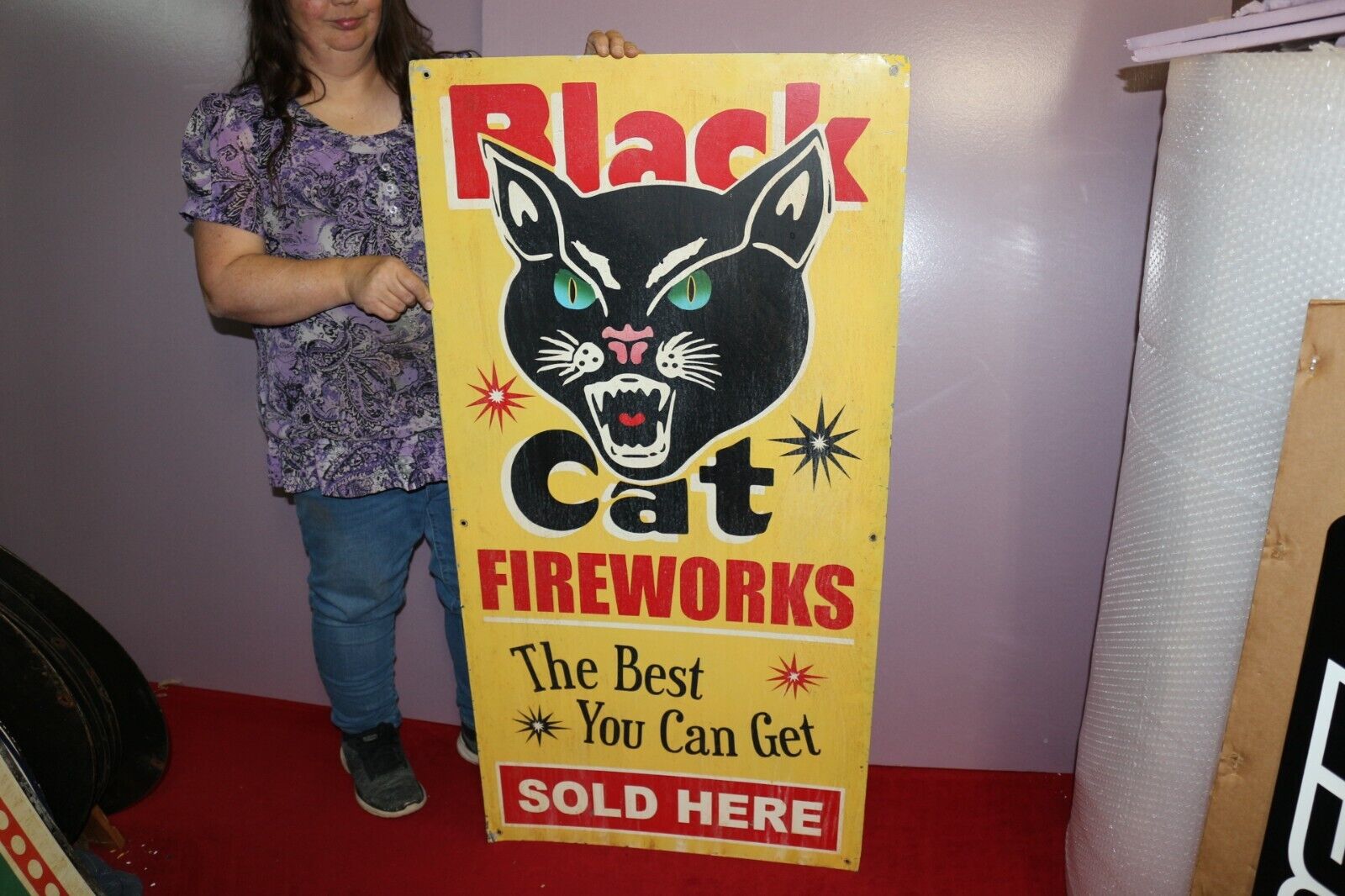 Large Vintage Black Cat Fireworks Firecracker 4th Of July 4834 Metal