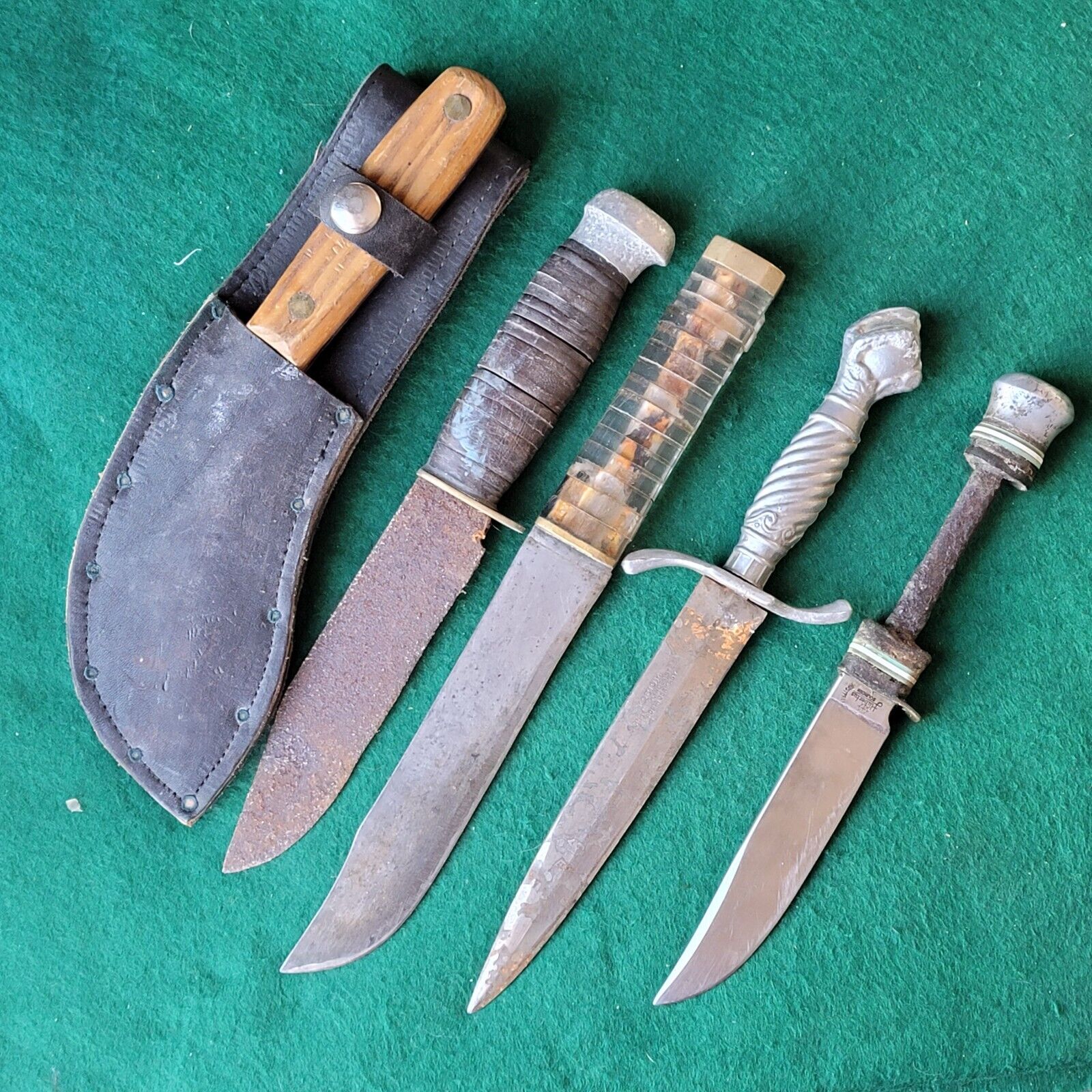 Old Vintage Antique Fixed Blade Hunting Knife Lot Theatre Made Hubertus ...