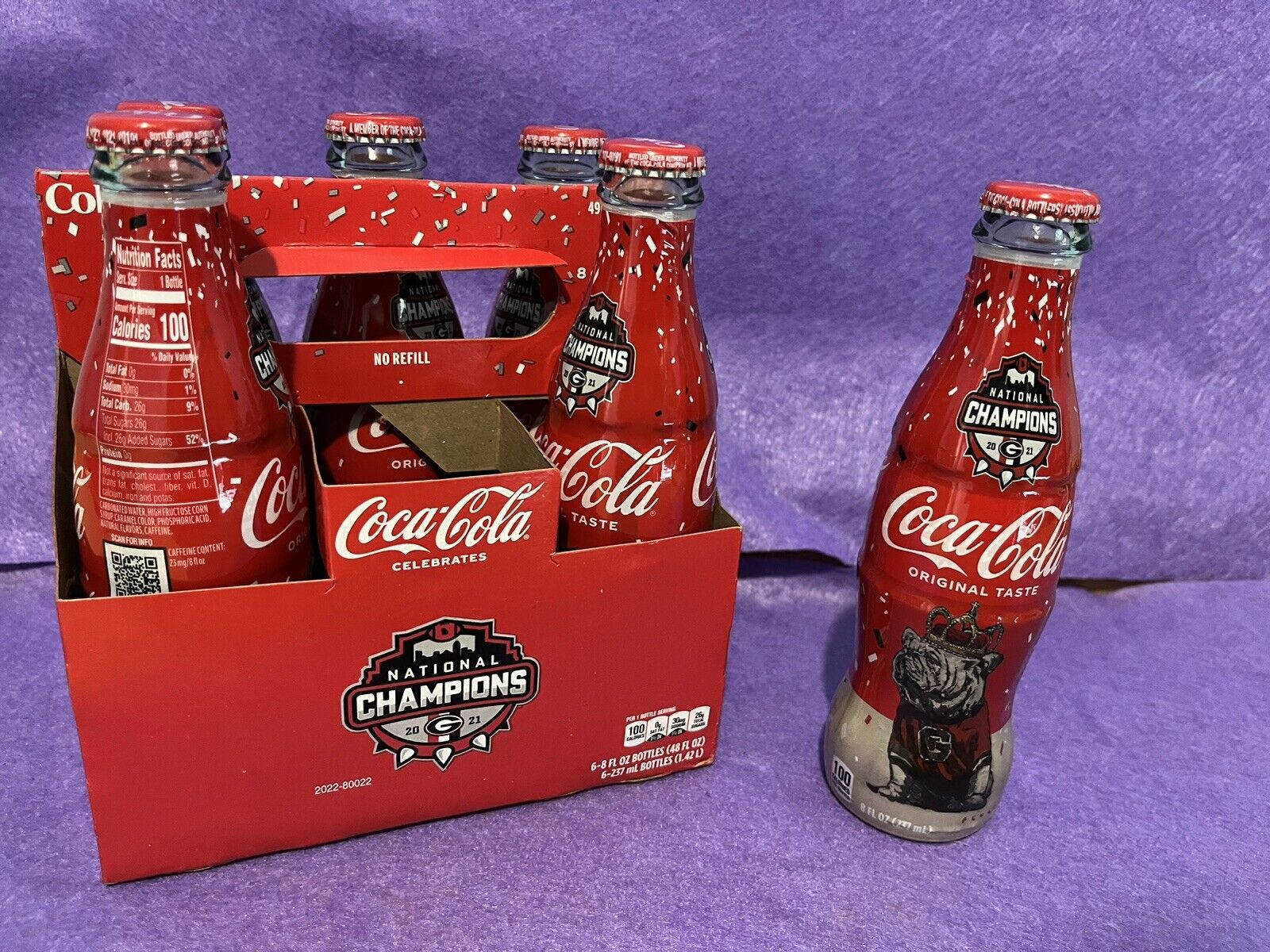 Bulldogs 2021 UGA National Championship CocaCola 6 PACK Glass