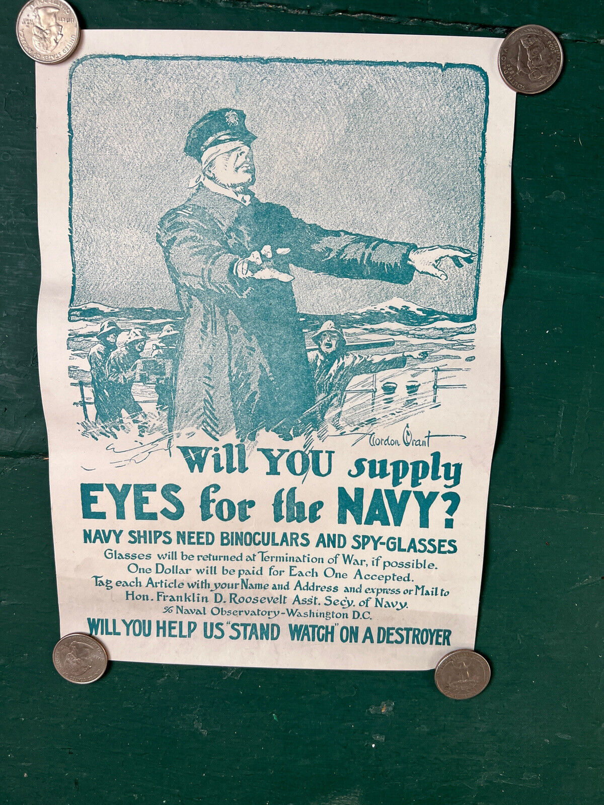 Antique Original World War 1 Supply Navy Eyes Military Poster ...