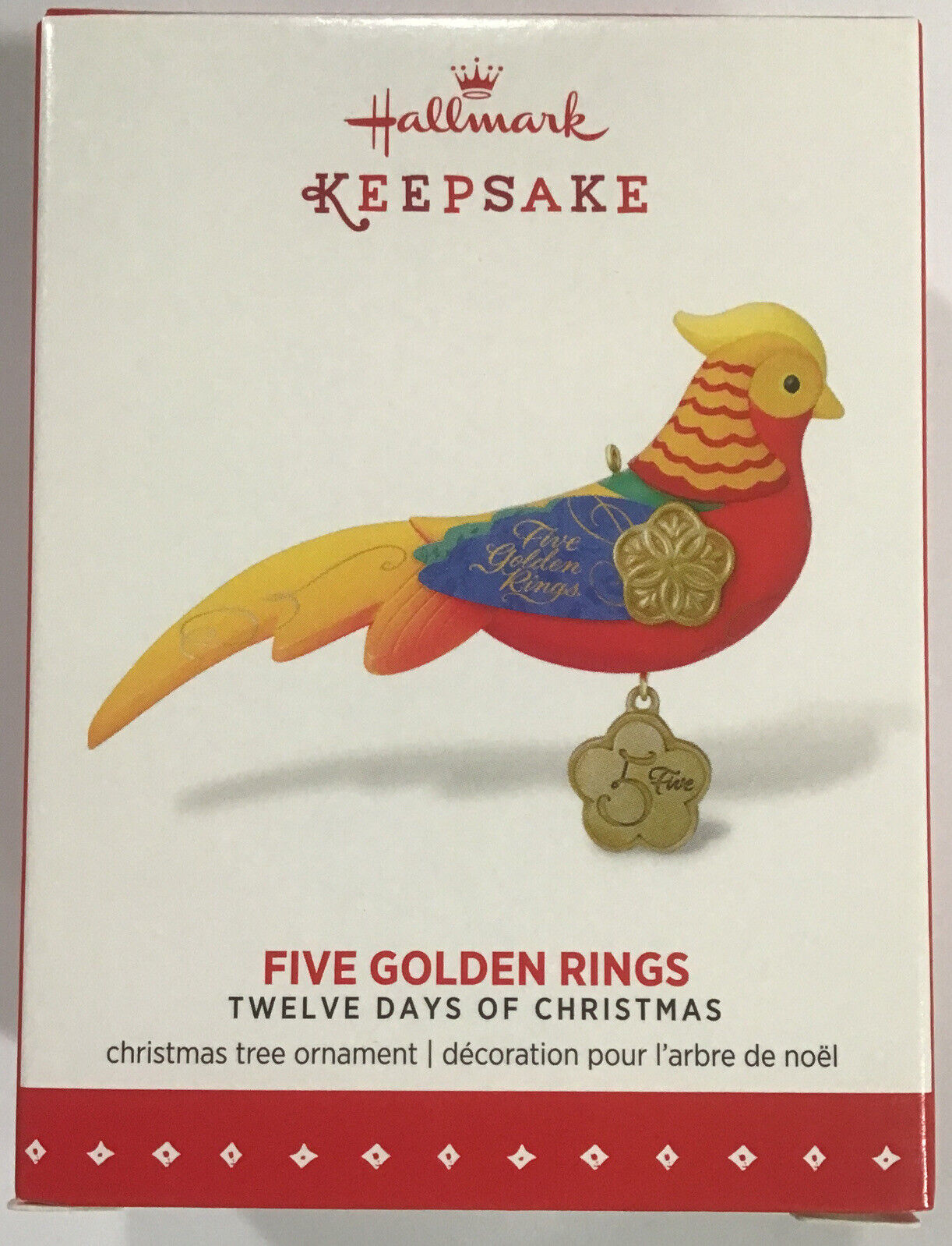 2015 Hallmark 12 Days of Christmas Five Golden Rings Pheasant Ornament
