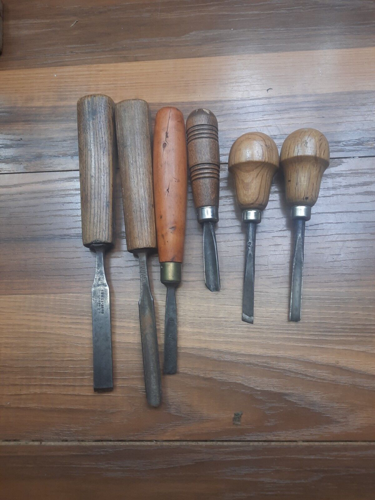 Lot of 6 Antique Vtg Wood Carving Chisels marked woodworking tools No reserve Antique Price