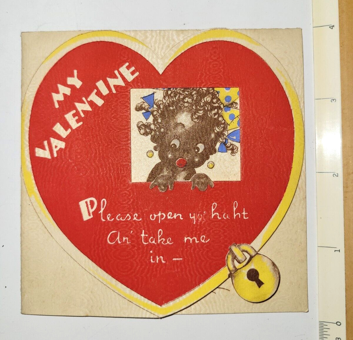 Vintage Antique Valentines Day Card Linen Cardstock African American ...