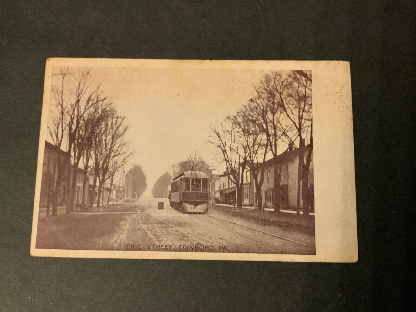 Edinboro PA. Erie Street Trolley Man Street Scene 1907 Antique Postcard