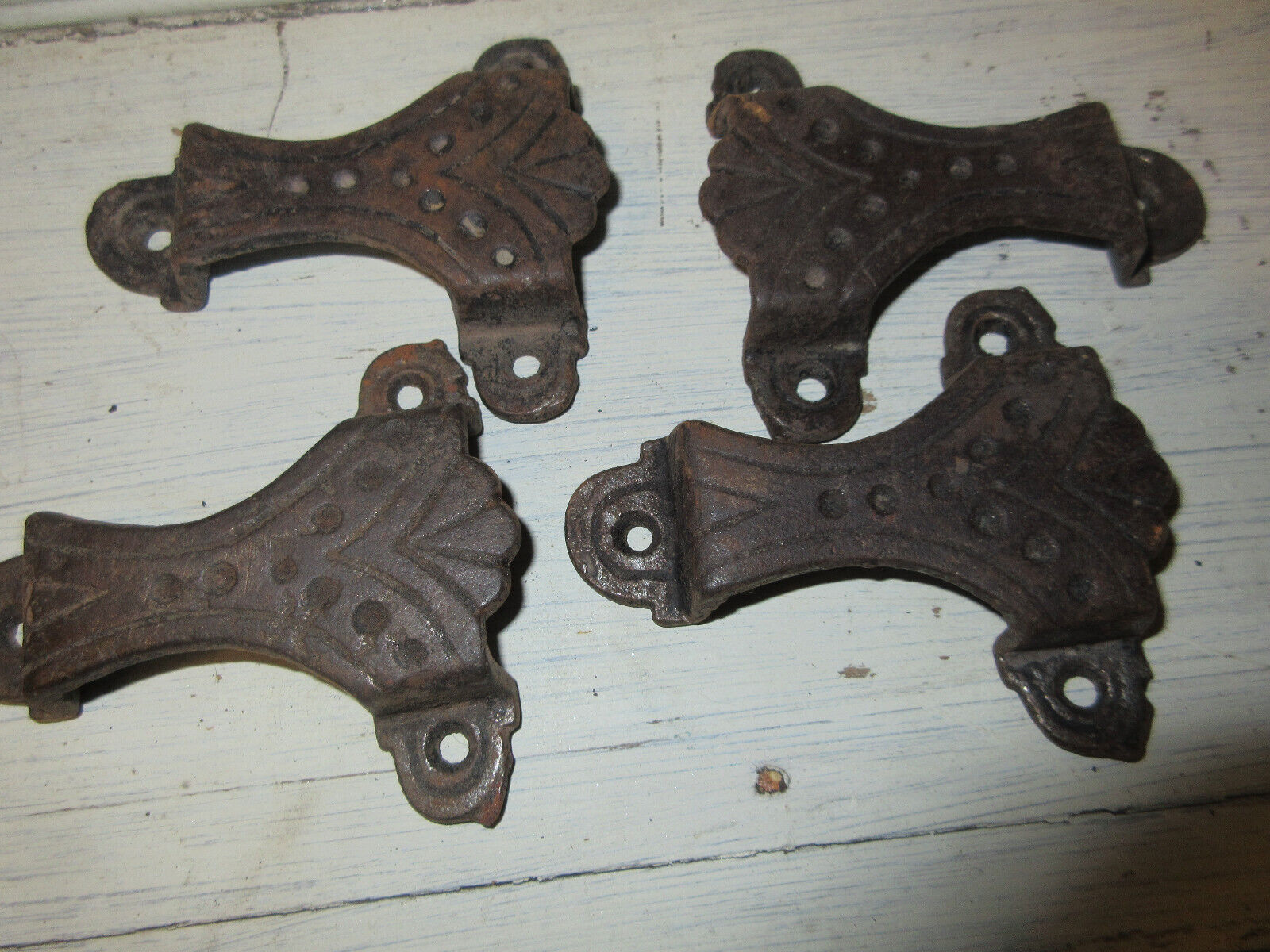 Antique Steamer Trunk HANDLES ENDS COVERS chest Parts Hardware