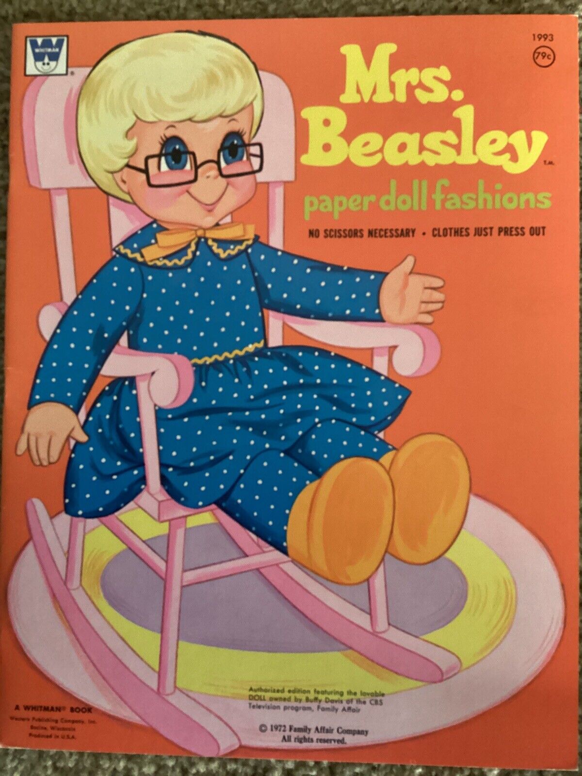 Mrs. Beasley Paper Doll Book 1972 Whitman Uncut VTG Family Affair TV