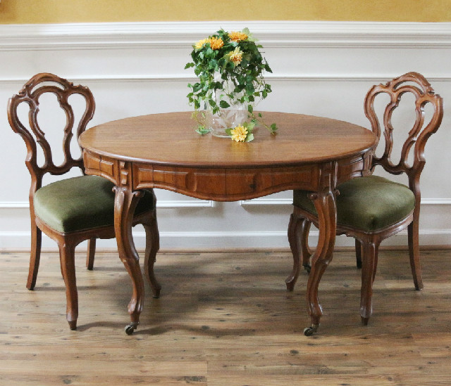 antiquefrenchdiningtablechairswalnutc1880 AntiquesNavigator — Online Antique Stores