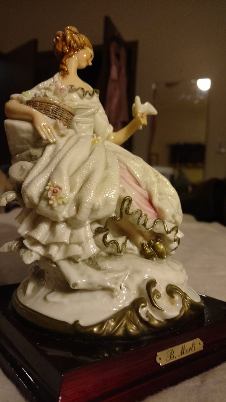 B. Merli signed lady dove capodimonte figurine AntiquesNavigator