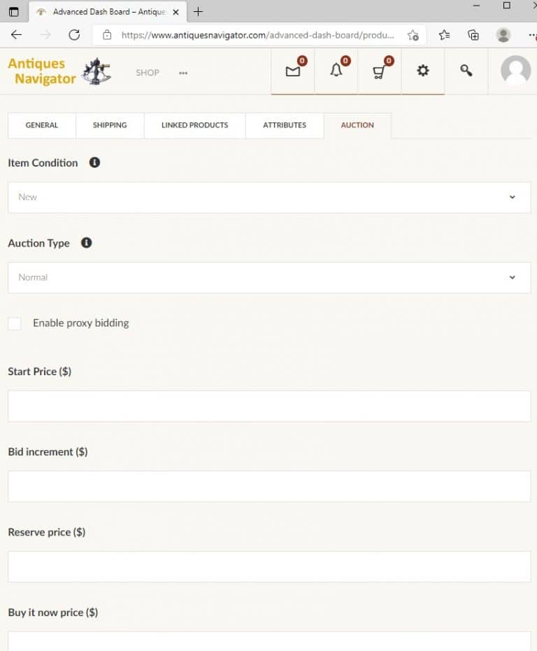How to create an auction style listing on